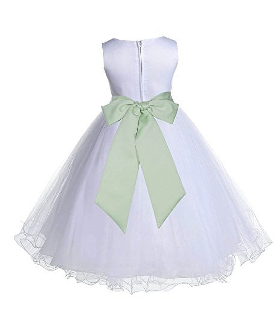 Pretty Rattail Woman Ekidsbridal White Tulle Rattail Edge Flower Girl Dress Pretty Princess ...