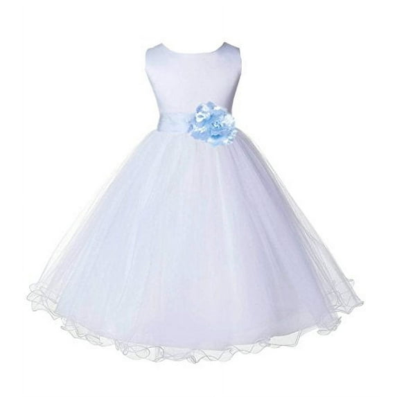 Ekidsbridal White Tulle Rattail Edge Flower Girl Dress Pretty Princess Formal Evening Elegant Mini Bridal Gown for Wedding 829S 8