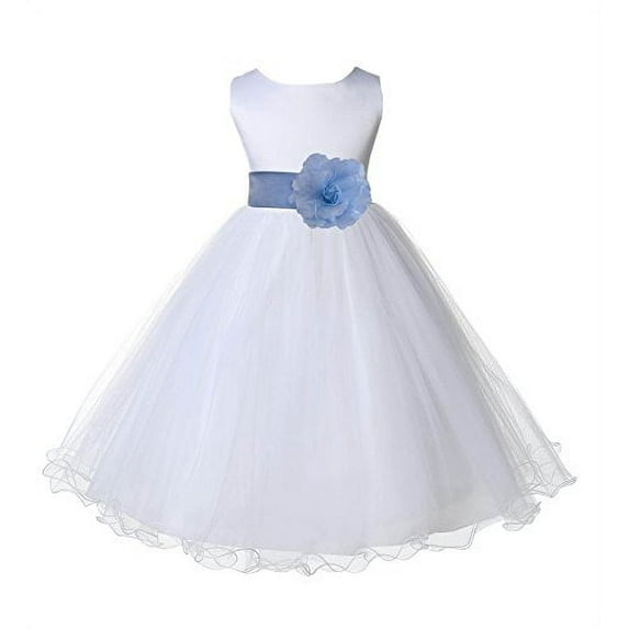 Ekidsbridal White Tulle Rattail Edge Flower Girl Dress Pretty Princess Formal Evening Elegant Mini Bridal Gown for Wedding 829S 8