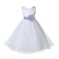 thumbnail image 1 of Ekidsbridal White Tulle Rattail Edge Flower Girl Dress Princess Beauty Pageant Junior Bridesmaid Wedding Communion Baptism 829S M, 1 of 2