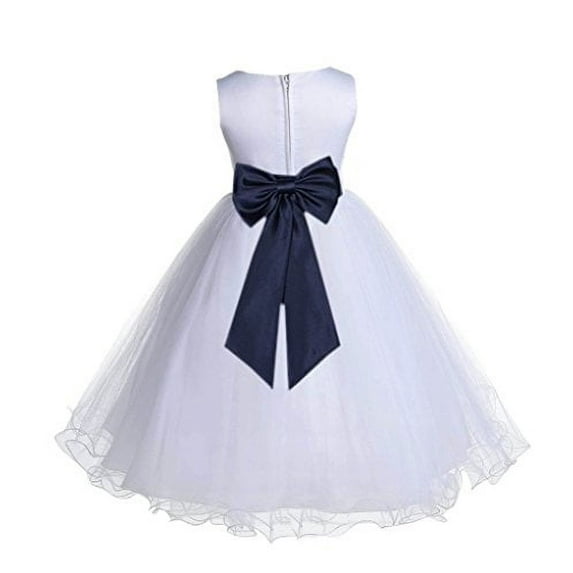 Ekidsbridal White Tulle Rattail Edge Flower Girl Dresses Wedding Pageant Junior Bridesmaid Easter Summer Ballroom Gown 829T M