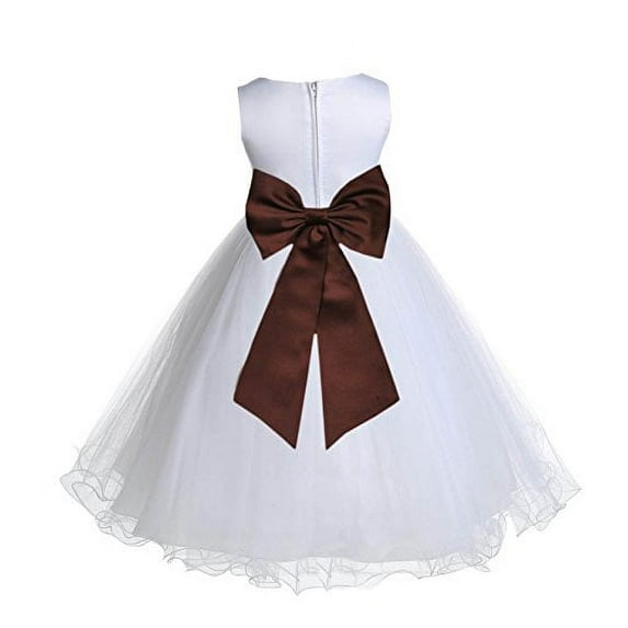Ekidsbridal White Tulle Rattail Edge Flower Girl Dresses Wedding Pageant Junior Bridesmaid Easter Summer Ballroom Gown 829T M