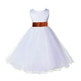 thumbnail image 1 of Ekidsbridal White Tulle Rattail Edge Sequin Sash Flower Girl Dresses Formal Toddler Communion Baptism Junior Pageant Gown 829mh 2, 1 of 3