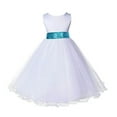 thumbnail image 1 of Ekidsbridal White Tulle Rattail Edge Sequin Sash Flower Girl Dresses Formal Toddler Communion Baptism Junior Pageant Gown 829mh M, 1 of 3