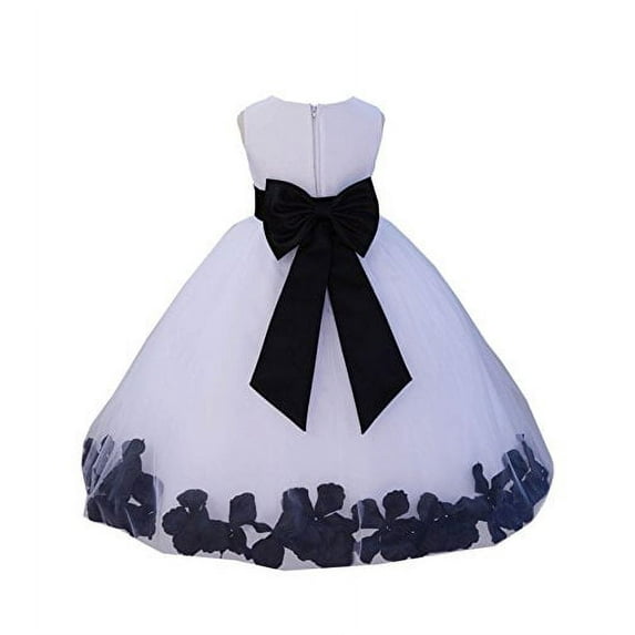 Ekidsbridal White Tulle Rose Petals Flower Girl Dresses Junior Bridesmaid Communion Christening Baptism Father Daughter Dance Recital Gown 302T 10