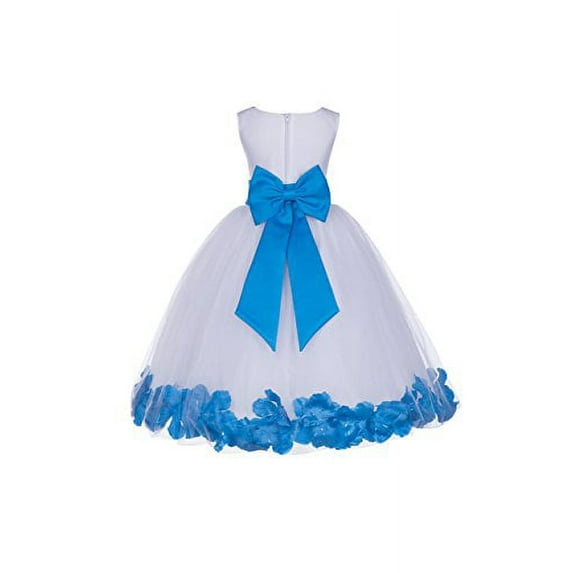 Ekidsbridal White Tulle Rose Petals Flower Girl Dresses Junior Bridesmaid Communion Christening Baptism Father Daughter Dance Recital Gown 302T 12