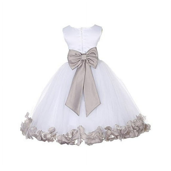Ekidsbridal White Tulle Rose Petals Flower Girl Dresses Junior Bridesmaid Communion Christening Baptism Father Daughter Dance Recital Gown 302T 16