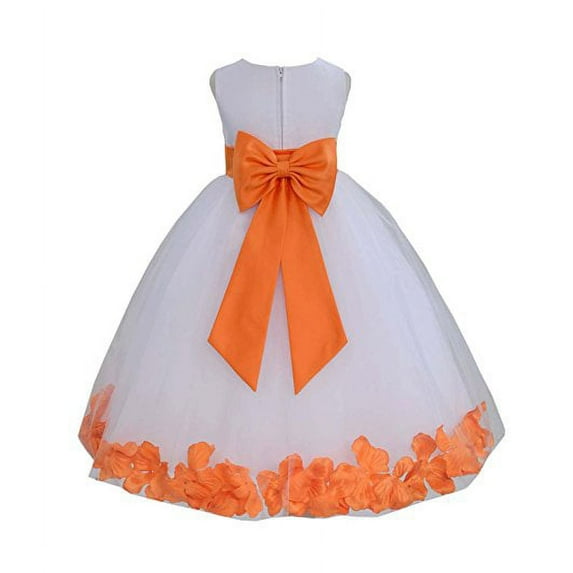 Ekidsbridal White Tulle Rose Petals Flower Girl Dresses Junior Bridesmaid Communion Christening Baptism Father Daughter Dance Recital Gown 302T 2