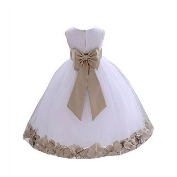 Ekidsbridal White Tulle Rose Petals Flower Girl Dresses Junior Bridesmaid Communion Christening Baptism Father Daughter Dance Recital Gown 302T 2