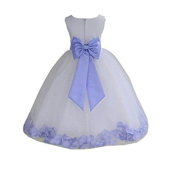 Ekidsbridal White Tulle Rose Petals Flower Girl Dresses Junior Bridesmaid Communion Christening Baptism Father Daughter Dance Recital Gown 302T M