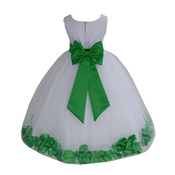 Ekidsbridal White Tulle Rose Petals Flower Girl Dresses Junior Bridesmaid Communion Christening Baptism Father Daughter Dance Recital Gown 302T S
