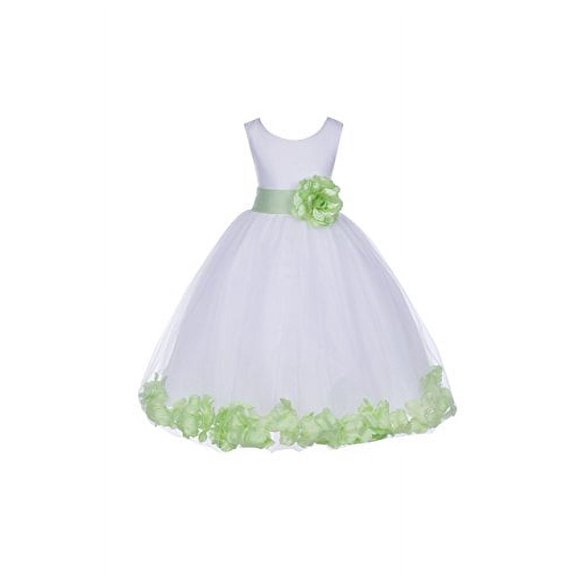 Ekidsbridal White Tulle Rose Petals Formal Flower Girl Dresses Junior Pageant Birthday Party Pretty Princess Ballroom Gown 302S 12