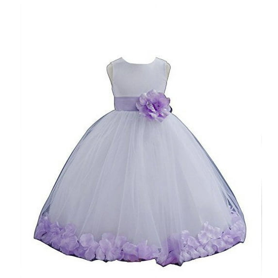 Ekidsbridal White Tulle Rose Petals Formal Flower Girl Dresses Junior Pageant Birthday Party Pretty Princess Ballroom Gown 302S 14