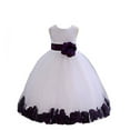 thumbnail image 1 of Ekidsbridal White Tulle Rose Petals Formal Flower Girl Dresses Junior Pageant Birthday Party Pretty Princess Ballroom Gown 302S 4, 1 of 2
