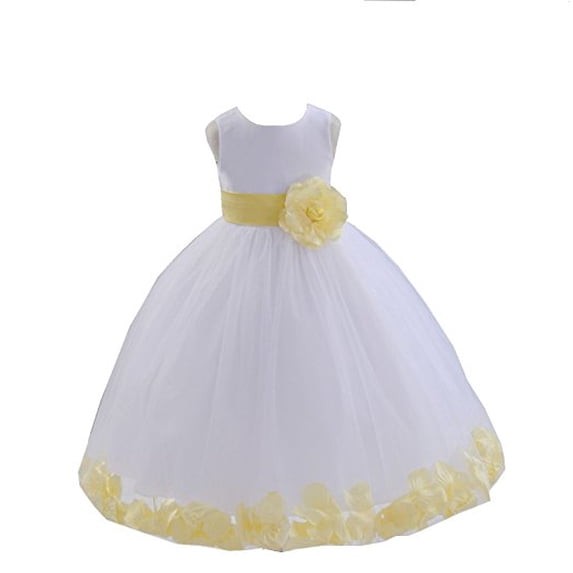 Ekidsbridal White Tulle Rose Petals Formal Flower Girl Dresses Junior Pageant Birthday Party Pretty Princess Ballroom Gown 302S 4