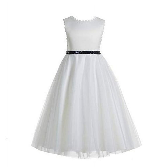 Ekidsbridal White V-Back Lace Edge Formal Flower Girl Dress Formal Evening Gown Daily Social Event Birthday Party 183 4