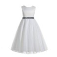thumbnail image 1 of Ekidsbridal White V-Back Lace Edge Formal Flower Girl Dress Formal Evening Gown Daily Social Event Birthday Party 183 8, 1 of 2