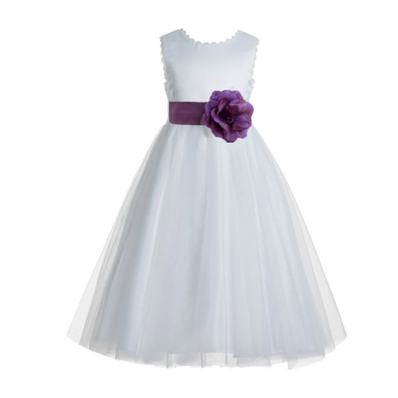 Ekidsbridal White V-Back Lace Edge Formal Flower Girl Dress Mini Bridal Gown for Wedding Toddlers 183T 10