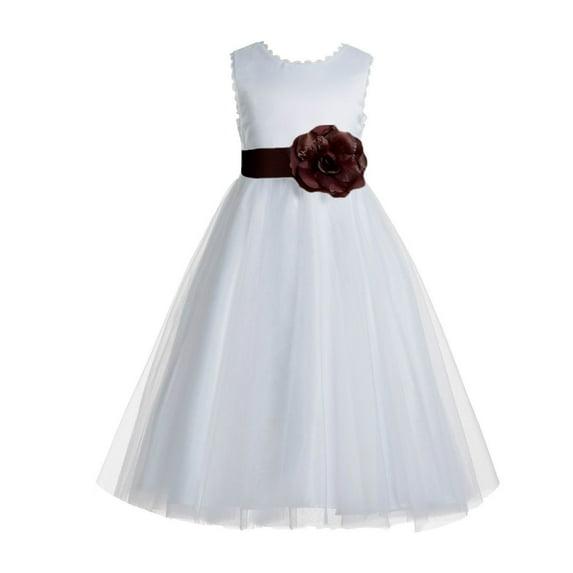 Ekidsbridal White V-Back Lace Edge Formal Flower Girl Dress Mini Bridal Gown for Wedding Toddlers 183T 10