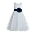 thumbnail image 1 of Ekidsbridal White V-Back Lace Edge Formal Flower Girl Dress Mini Bridal Gown for Wedding Toddlers 183T 10, 1 of 2