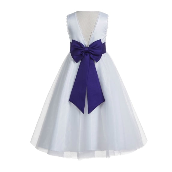 Ekidsbridal White V-Back Lace Edge Junior Flower Girl Dress First Communion Holy Baptism Pageant Gown 183T 10