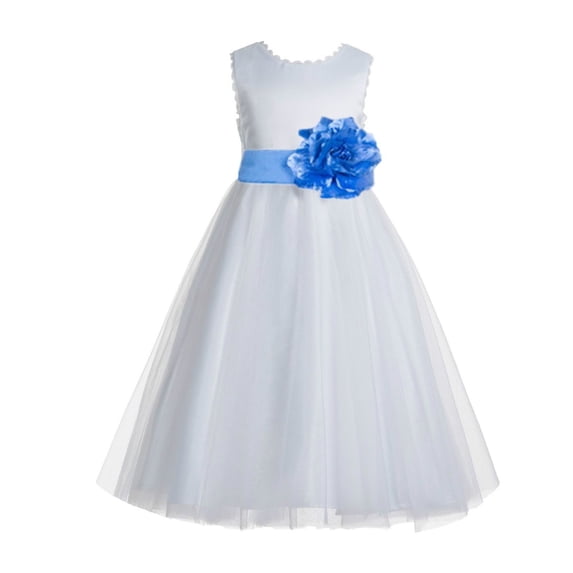 Ekidsbridal White V-Back Lace Edge Junior Flower Girl Dress First Communion Holy Baptism Pageant Gown 183T 12