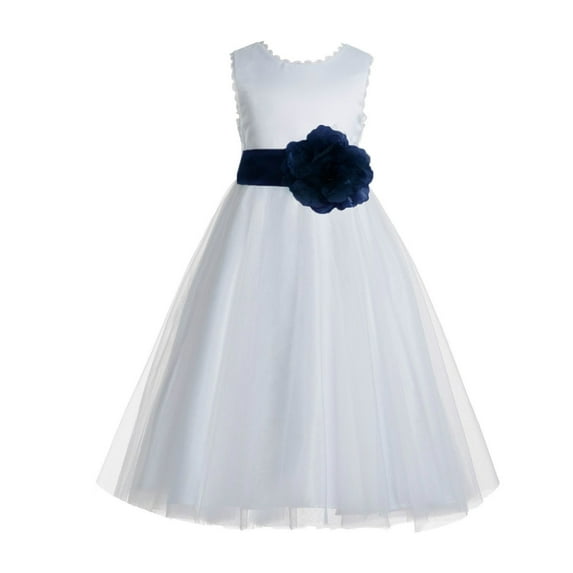 Ekidsbridal White V-Back Lace Edge Junior Flower Girl Dress First Communion Holy Baptism Pageant Gown 183T 12