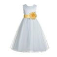 thumbnail image 1 of Ekidsbridal White V-Back Lace Edge Junior Flower Girl Dress First Communion Holy Baptism Pageant Gown 183T 4, 1 of 2