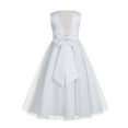 thumbnail image 1 of Ekidsbridal White V-Back Lace Edge Junior Flower Girl Dress First Communion Holy Baptism Pageant Gown 183T 4, 1 of 3