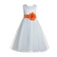 thumbnail image 1 of Ekidsbridal White V-Back Lace Edge Junior Flower Girl Dress First Communion Holy Baptism Pageant Gown 183T 4, 1 of 2