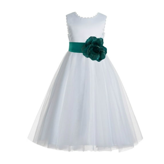 Ekidsbridal White V-Back Lace Edge Junior Flower Girl Dress First Communion Holy Baptism Pageant Gown 183T 4