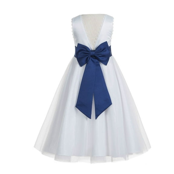 Ekidsbridal White V-Back Lace Edge Junior Flower Girl Dress First Communion Holy Baptism Pageant Gown 183T 8