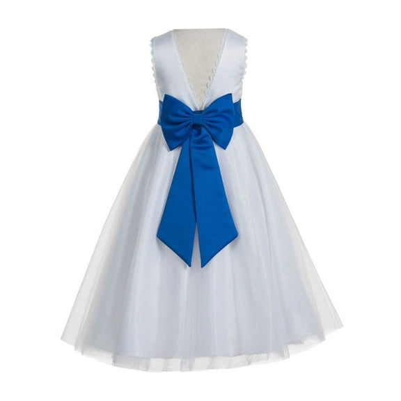 Ekidsbridal White V-Back Lace Edge Junior Flower Girl Dress First Communion Holy Baptism Pageant Gown 183T 8