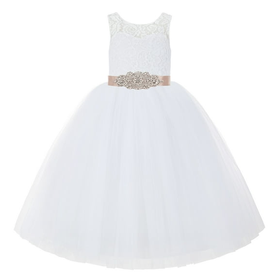 Ekidsbridal White V-Back Lace Tutu Flower Girl Dresses for Wedding Ceremony Mini Bridal Gown 212R3 6