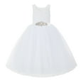 thumbnail image 1 of Ekidsbridal White V-Back Lace Tutu Junior Pageant Gown Father Daughter Dance Recital Flower Girl Dresses 212R3 3, 1 of 3