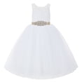 thumbnail image 1 of Ekidsbridal White V-Back Lace Tutu Junior Pageant Gown Father Daughter Dance Recital Flower Girl Dresses 212R3 7, 1 of 3