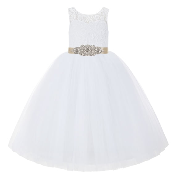 Ekidsbridal White V-Back Lace Tutu Junior Pageant Gown Father Daughter Dance Recital Flower Girl Dresses 212R3 7