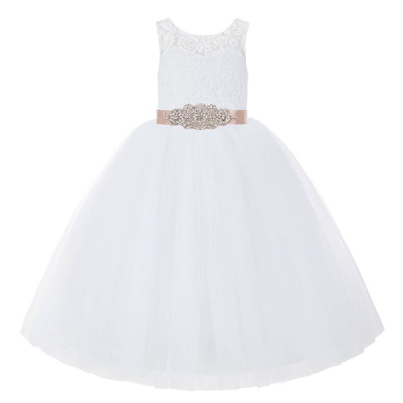 Ekidsbridal White V-Back Lace Tutu Junior Pageant Gown Father Daughter Dance Recital Flower Girl Dresses 212R3 8