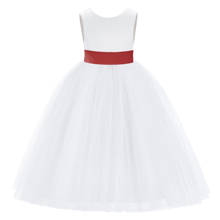 white wedding dress with burgundy sash Wedding dress red accent
