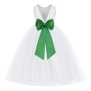Ekidsbridal White V-Back Satin Special Occasion Dresses for Toddler Girls Junior Pageant Mini Bridal Gown 219T 10