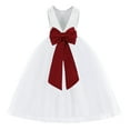 thumbnail image 1 of Ekidsbridal White V-Back Satin Special Occasion Dresses for Toddler Girls Junior Pageant Mini Bridal Gown 219T 12, 1 of 3