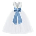 thumbnail image 1 of Ekidsbridal White V-Back Satin Special Occasion Dresses for Toddler Girls Junior Pageant Mini Bridal Gown 219T 14, 1 of 2