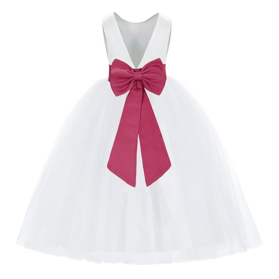Ekidsbridal White V-Back Satin Special Occasion Dresses for Toddler Girls Junior Pageant Mini Bridal Gown 219T 2