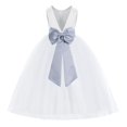 thumbnail image 1 of Ekidsbridal White V-Back Satin Special Occasion Dresses for Toddler Girls Junior Pageant Mini Bridal Gown 219T 2, 1 of 3