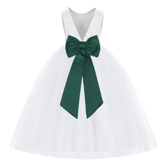 Ekidsbridal White V-Back Satin Special Occasion Dresses for Toddler Girls Junior Pageant Mini Bridal Gown 219T 2
