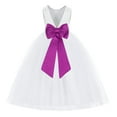 thumbnail image 1 of Ekidsbridal White V-Back Satin Special Occasion Dresses for Toddler Girls Junior Pageant Mini Bridal Gown 219T 6, 1 of 3