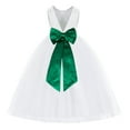 thumbnail image 1 of Ekidsbridal White V-Back Satin Special Occasion Dresses for Toddler Girls Junior Pageant Mini Bridal Gown 219T 6, 1 of 2
