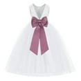 thumbnail image 1 of Ekidsbridal White V-Back Satin Special Occasion Dresses for Toddler Girls Junior Pageant Mini Bridal Gown 219T 8, 1 of 3