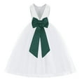 thumbnail image 1 of Ekidsbridal White V-Back Satin Special Occasion Dresses for Toddler Girls Junior Pageant Mini Bridal Gown 219T M, 1 of 3