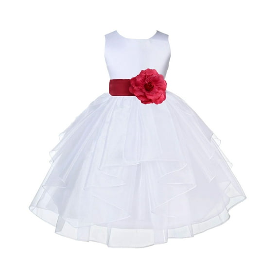 Ekidsbridal White Watermelon Shimmering Organza Flower Girl Dress Junior Bridesmaid Wedding Pageant Communion Baptism Gown 4613T 4
